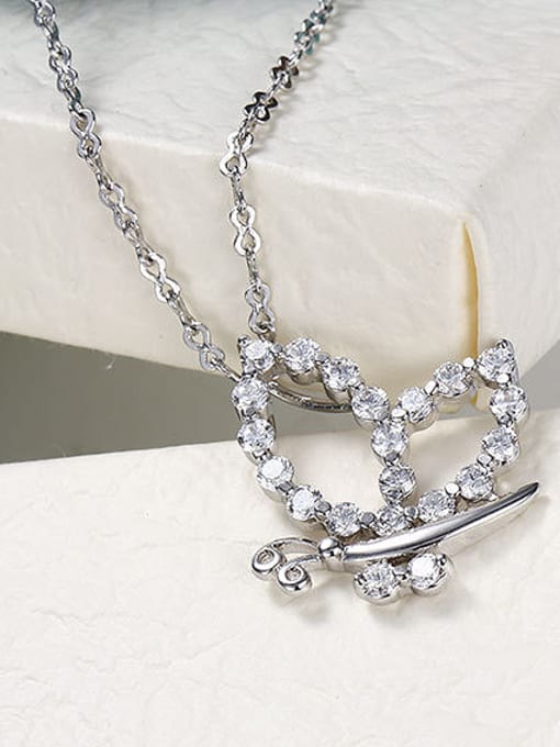XP Copper Alloy White Gold Plated Korean style Butterfly Zircon Necklace 1