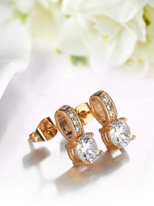 Rose Gold All-match Rose Gold Plated Zircon Stud Earrings