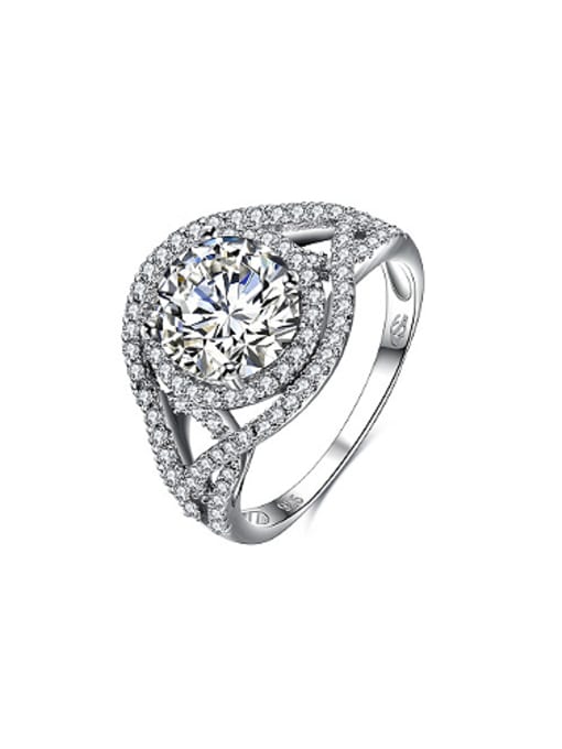 Ronaldo Luxury Round Shaped Zircon 925 Silver Ring 0