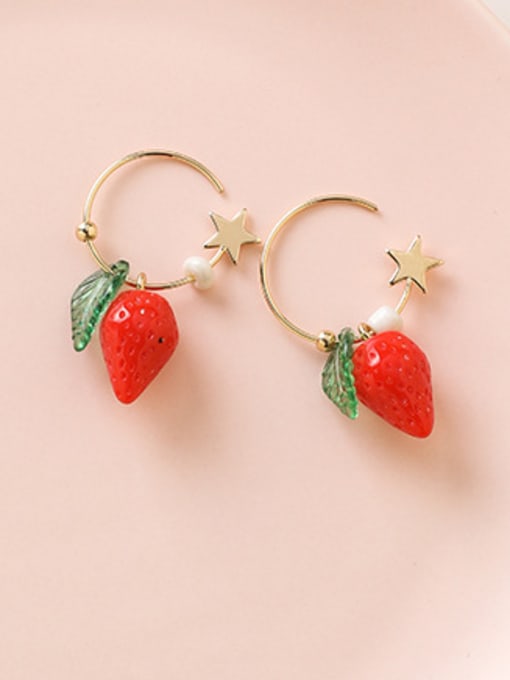 Girlhood Alloy With Rose Gold Plated Cute Friut Hook Earrings 2