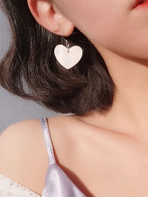 Peng Yuan Simple Pink Heart Stones 925 Silver Earrings 1