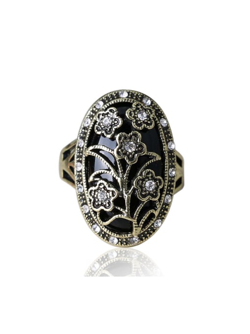 Gujin Exquisite Retro style Resin Stone White Crystals Alloy Ring 0