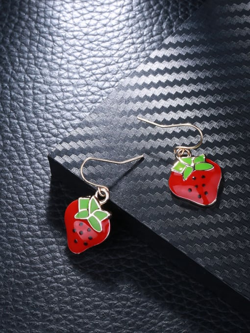 Ronaldo Women Elegant Strawberry Shaped Enamel Stud Earrings 1