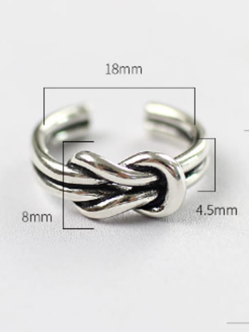 DAKA Retro style Two-band Knot Silver Opening Ring 2