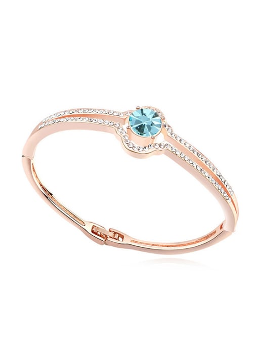 blue Fashion Cubic austrian Crystals Rose Gold Plated Alloy Bangle