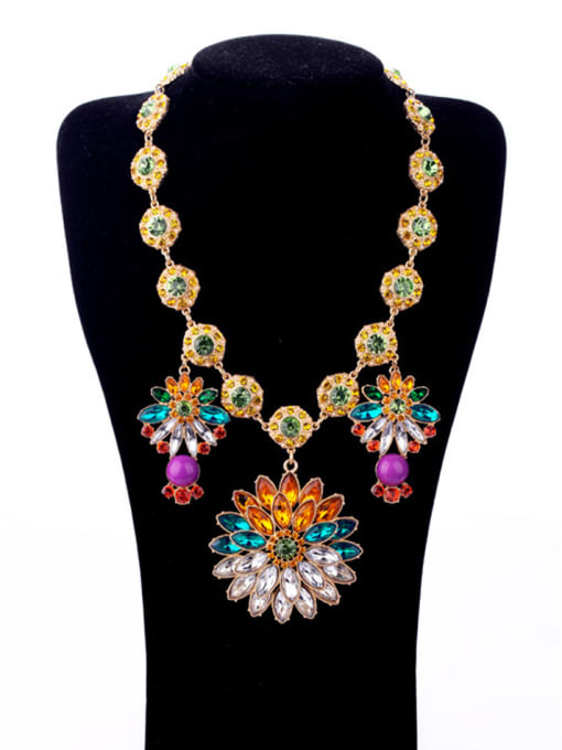 KM Colorful Flower Artificial Stones Alloy Necklace 1