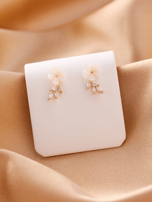 A Branch rose Alloy With Platinum Plated Cute Acrylic Flower Stud Earrings