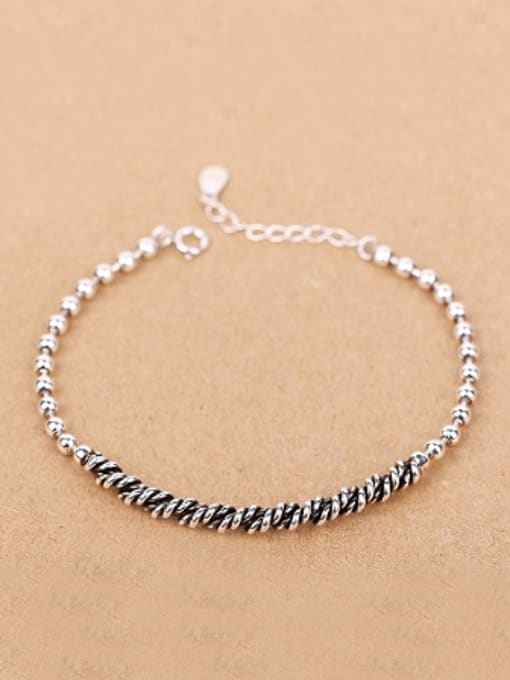 Peng Yuan Simple Seed Beads Silver Bracelet 0