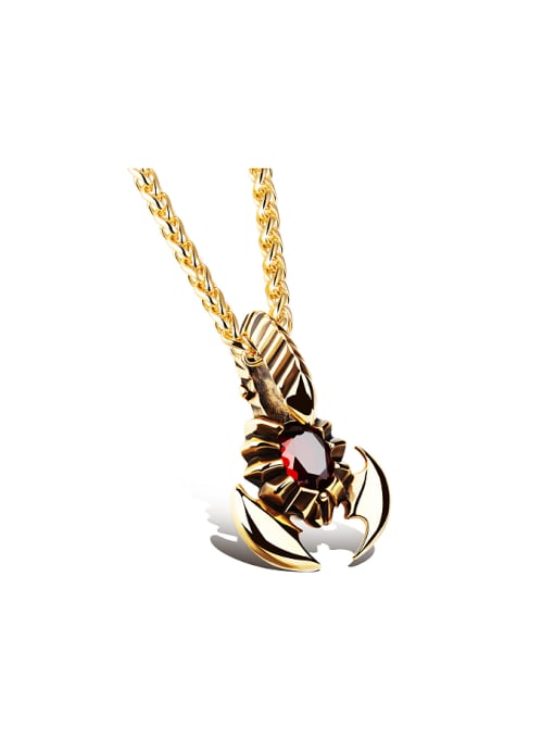 gold Personalized Scorpion Red Stone Pendant Titanium Bracelet
