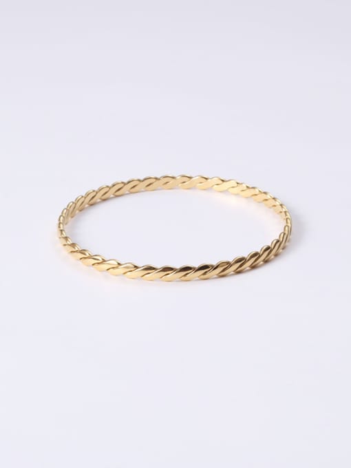 GROSE Titanium With Gold Plated Simplistic Smooth Wave Bangles 2