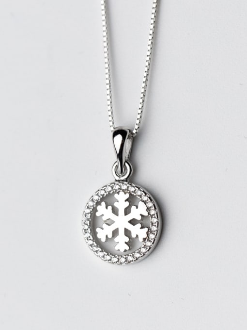 Rosh Personality Snowflake Shaped Rhinestones S925 Silver Pendant 0