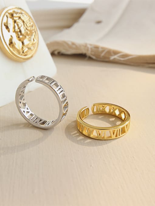 DAKA 925 Sterling Silver With 18k Gold Plated Trendy Rome digital Rings