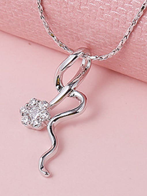 XP Copper Alloy White Gold Plated Simple style Zircon Necklace 1