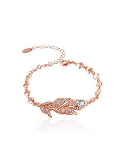 Rose Gold Exquisite Rose Gold Plated Feather Shaped Bracelet