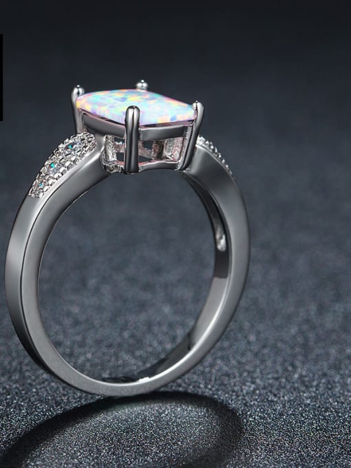 UNIENO Rectangle Opal Zircons Women Fashion Classical Ring 1
