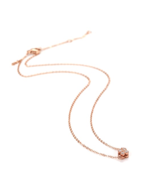 Rose Gold Korean Style Exquisite Plum Single Diamond Necklace