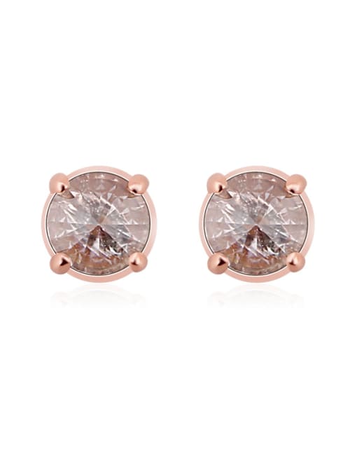 OUXI Fashion 925 Sterling Silver Zircon Rose Gold Anti-allergic stud Earring 0