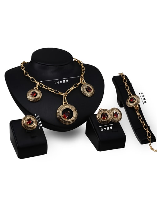 BESTIE Alloy Imitation-gold Plated Vintage style Artificial Stones Round-shaped Four Pieces Jewelry Set 2