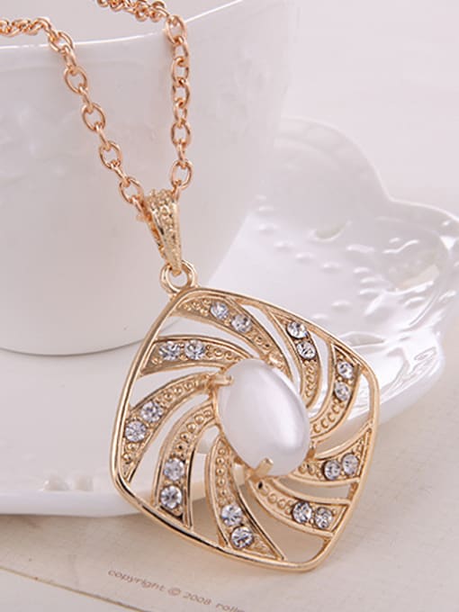 BESTIE Alloy Imitation-gold Plated Fashion Artificial Stones Square-shaped Pieces Jewelry Set 1