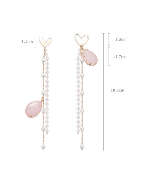 Girlhood Alloy With Rose Gold Plated Bohemia Water Drop Threader Earrings 1