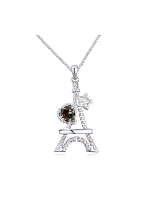 QIANZI Personalized Eiffel Tower austrian Crystals Pendant Alloy Necklace 0