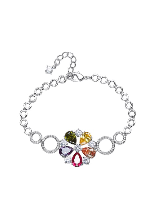 CEIDAI Fashion Flowery Colorful Zircon Round Bracelet 0