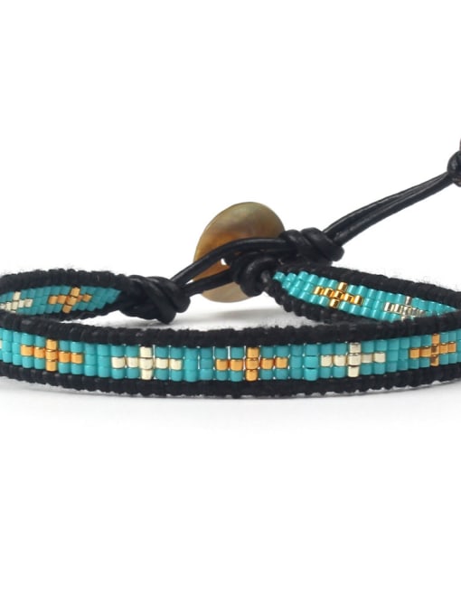 HB622-C Retro National Women Woven Leather Bracelet