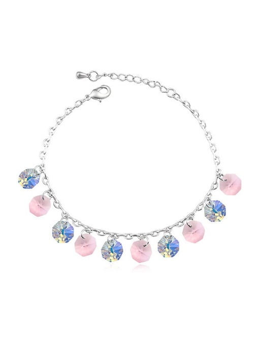 2 Simple Round austrian Crystals Alloy Anklet