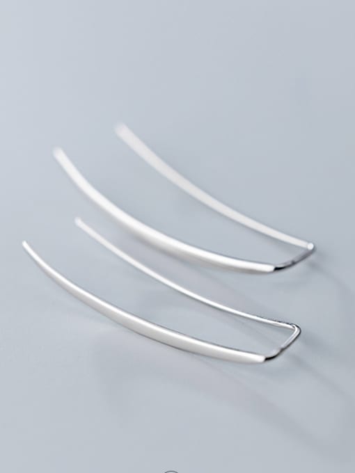 Rosh 925 Sterling Silver With Platinum Plated Simplistic U-Shaped Geometry Threader Earrings 2