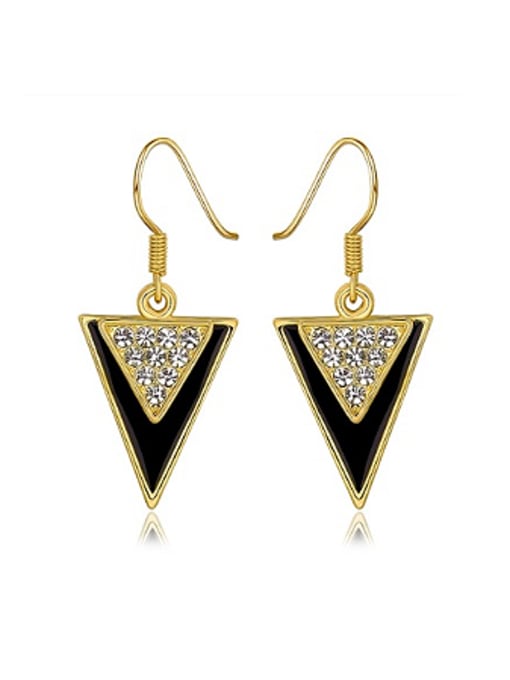 Gold Fashion Double Triangle Zircon Earrings