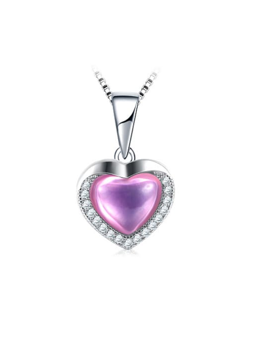 Ronaldo 925 Silver Pink Stone Heart Shaped Necklace 0