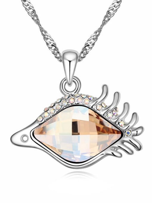 QIANZI Personalized Rhombus austrian Crystal Fish Pendant Alloy Necklace 3