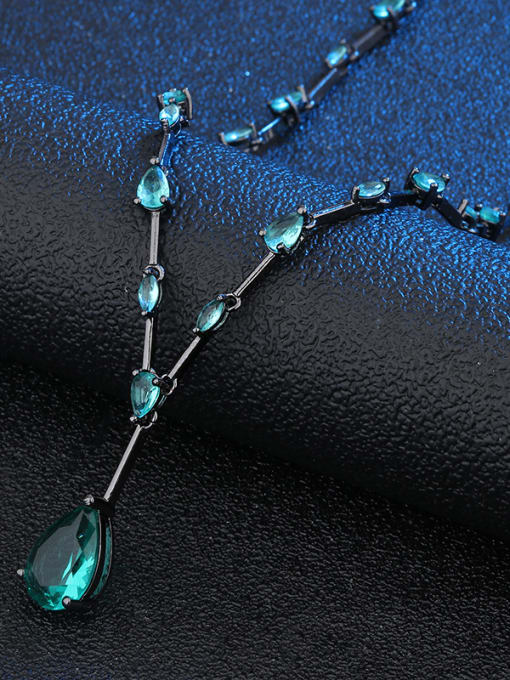 ROSS Copper With Glass stone Trendy Water Drop Necklaces 2