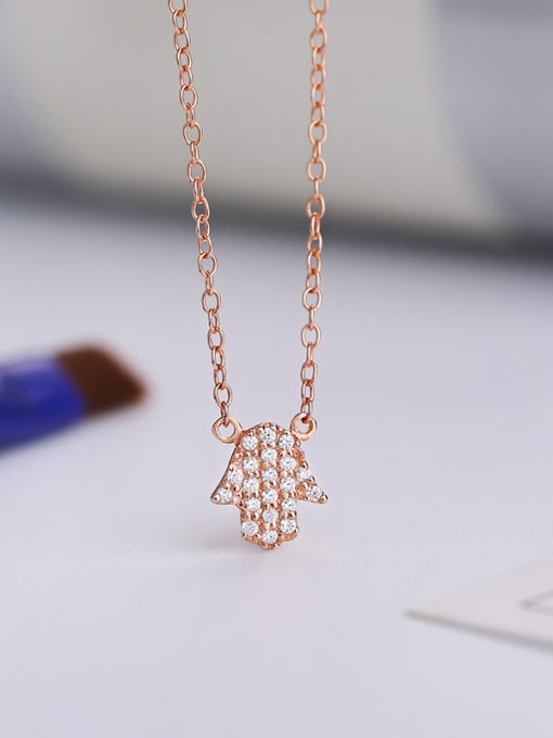 Rose Gold Palm Zircon Pendant