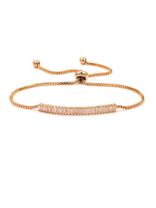 Rose Gold Copper With Cubic Zirconia Simplistic Geometric Free Size  Bracelets