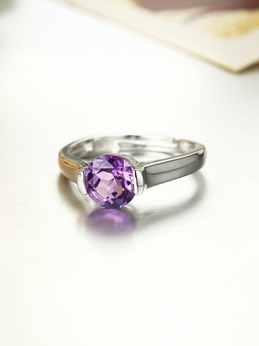 Deli Platinum Plated Amethyst Gemstone Engagement Ring 1