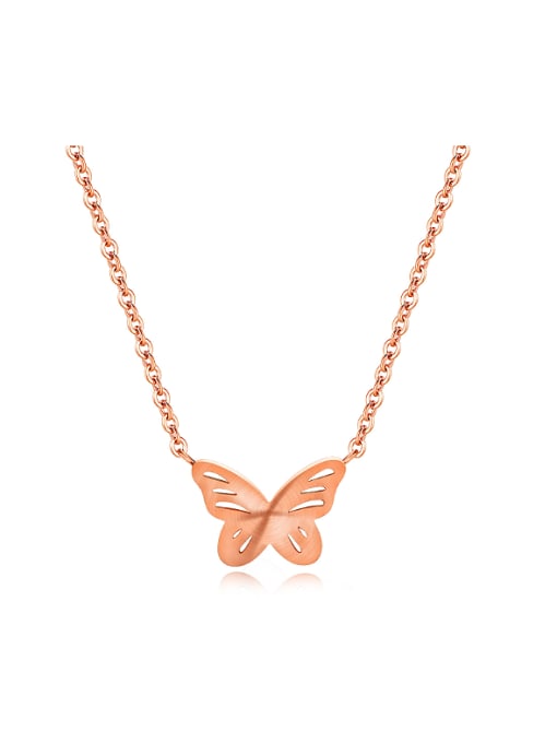 Rose Gold Simple Butterfly Titanium Necklace