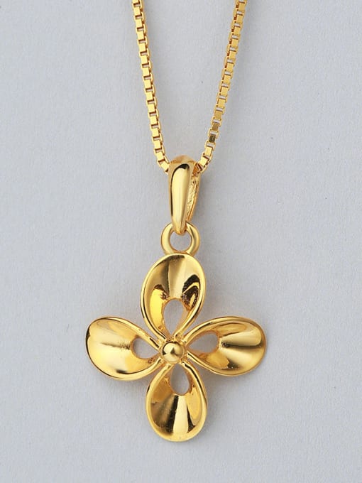 One Silver Gold Plated Flower Necklace 2