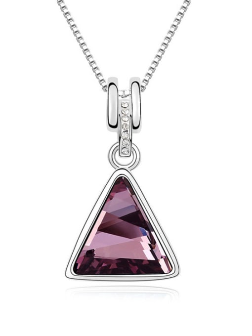 purple Simple Shiny Triangle austrian Crystal Pendant Alloy Necklace