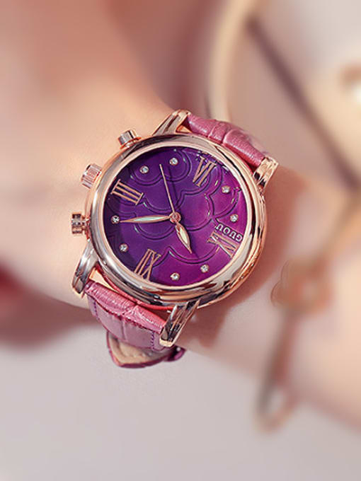 Purple 2018 GUOU Brand Retro Roman Numerals Watch