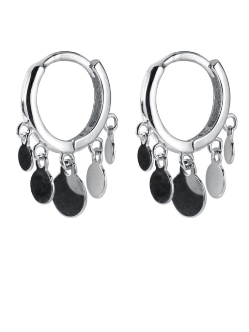 Rosh 925 Sterling Silver With Geometric shape Personality Round Clip On Earrings 3