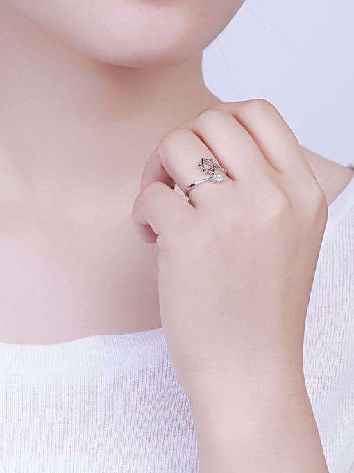 One Silver Charming Star Shaped Zircon Ring 1