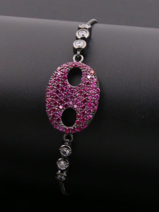 Black plated +  Purple stones Oval Stretch Bracelet