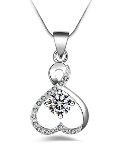 White Fashion Hollow Heart Cubic Zirconias Necklace