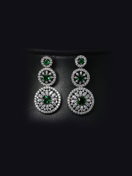 Green Noble Round Wedding Drop Chandelier earring