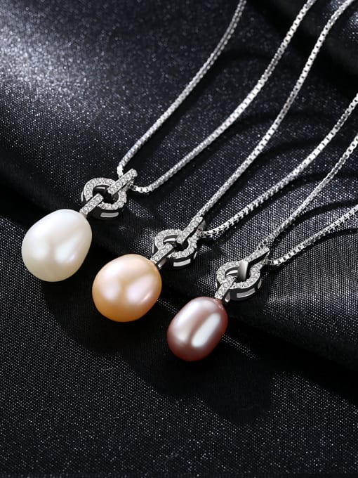 CCUI Pure silver 10-11mm natural pearl necklace