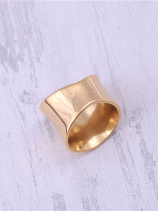 GROSE Titanium With Gold Plated Simplistic Irregular Band Rings 1