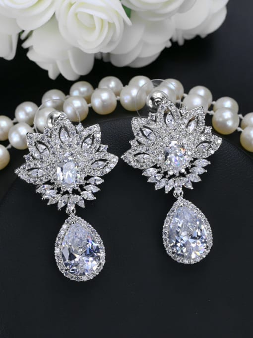 L.WIN Flower Wedding Accessories Drop Chandelier earring 1