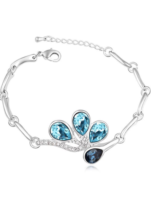 light blue Fashion Water Drop shaped austrian Crystals Alloy Bracelet