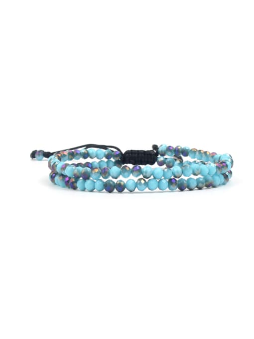 HB587-A Blue Glass Beads Fashion Double Layer Bracelet